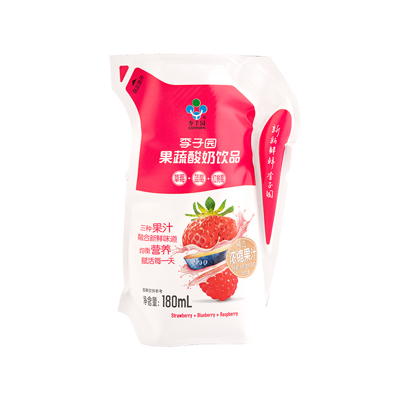 果蔬酸奶饮品，单袋净含量180ml
